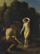 Adriaen van der werff A nymph dancing before a shepherd playing a flute. oil on canvas